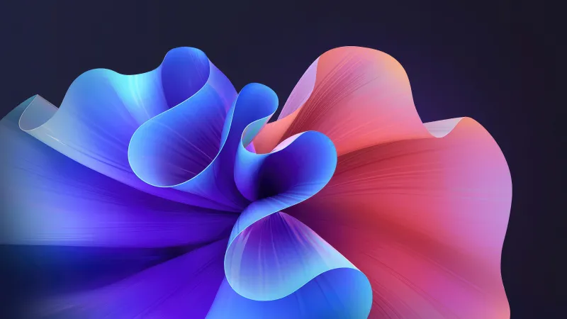 Tecno stock wallpaper, 3D bloom, Blue and pink
