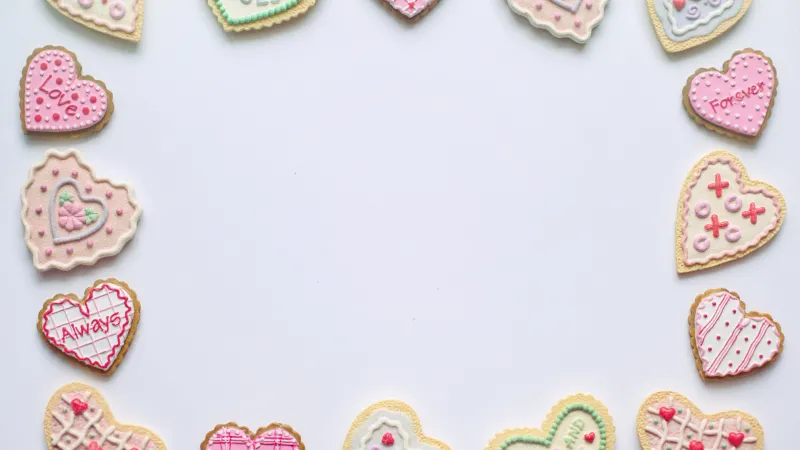 Heart shape cookies frame background