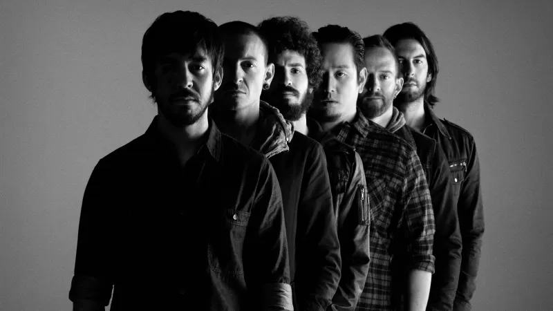 Linkin Park, American rock band, Joe Hahn, Dave Farrell, Brad Delson, Mike Shinoda, Rob Bourdon, Chester Bennington, Monochrome, 5K