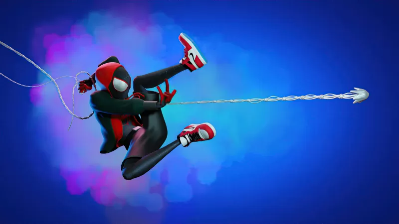 Miles Morales, Spider-Man, Fan Art, Blue background