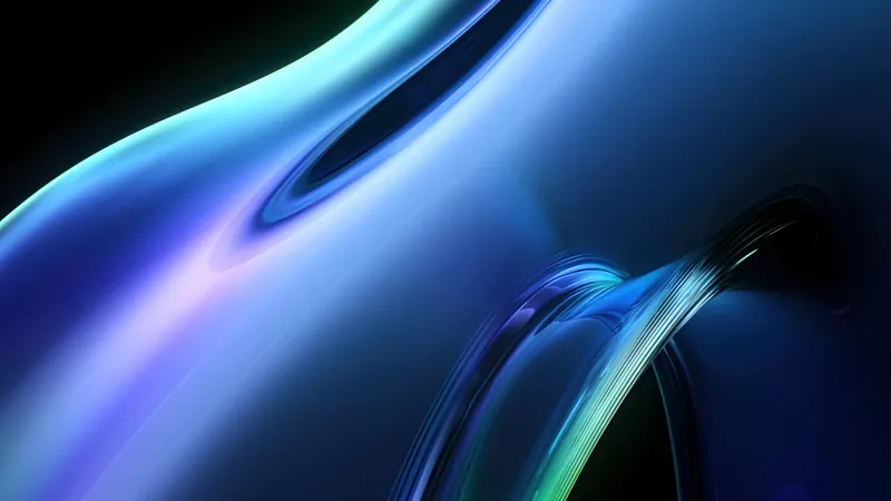 HP Dragonfly Pro stock, Blue abstract, Glossy waves, 5K wallpaper