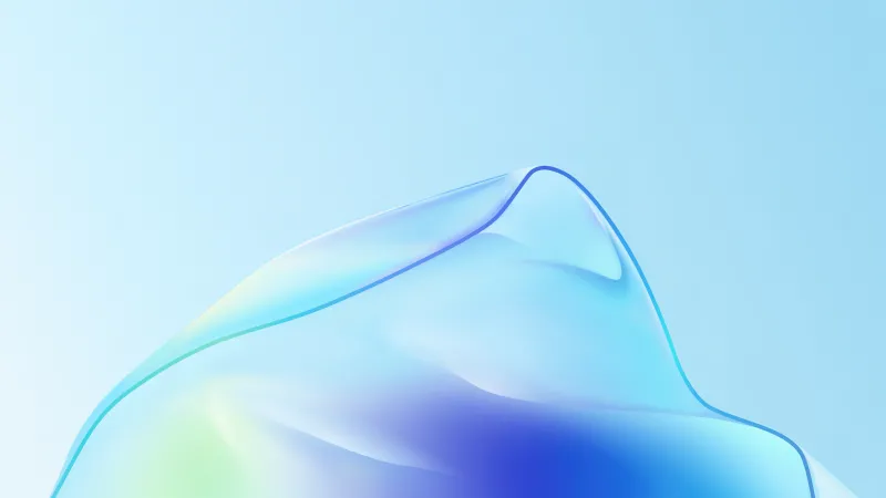Realme Pad 2 stock wallpaper, Blue glass wave, Light blue