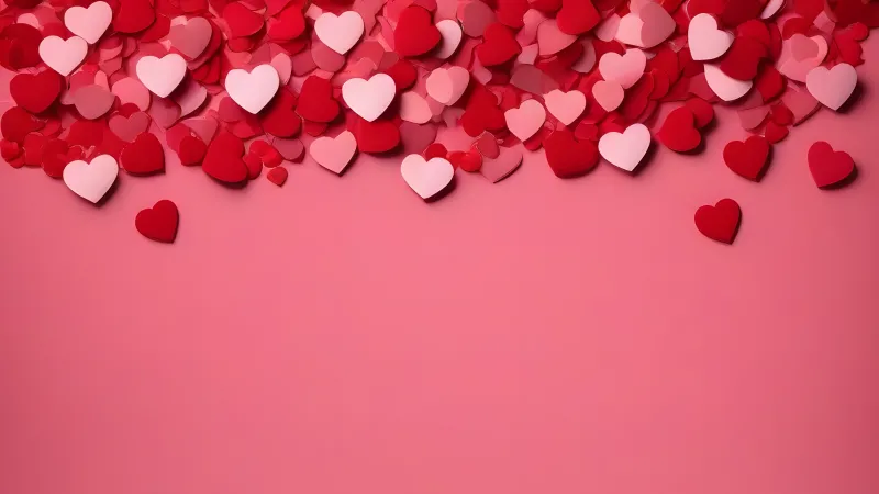 Red hearts, Pastel background, Pastel red, Red aesthetic, Love hearts, Ultrawide