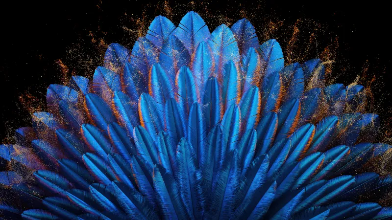 Peacock feathers Blue aesthetic, Vibrant, Blue abstract, 5K, Oppo Find N, Stock, Elegant, Pattern