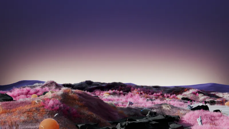 Serene, Landscape, Atmospheric, Purple aesthetic, Tranquility, Dreamlike, Majestic