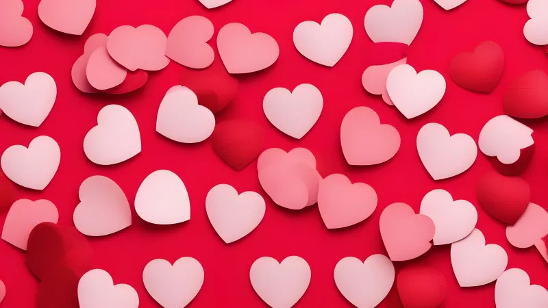 Red hearts, Red background, Red aesthetic, Love hearts, White heart, Valentine's Day