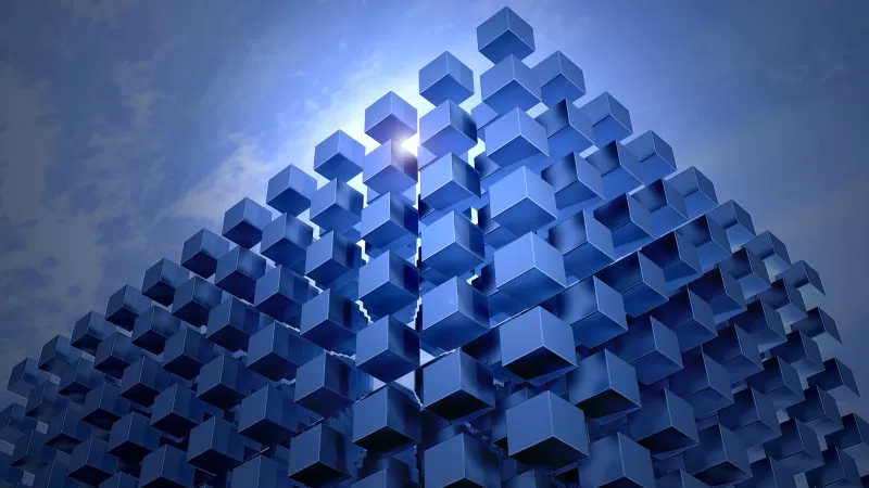 3D cubes, Graphics, Architecture, CGI, Blue