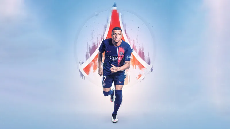 Kylian Mbappé Paris Saint-Germain, 4k background