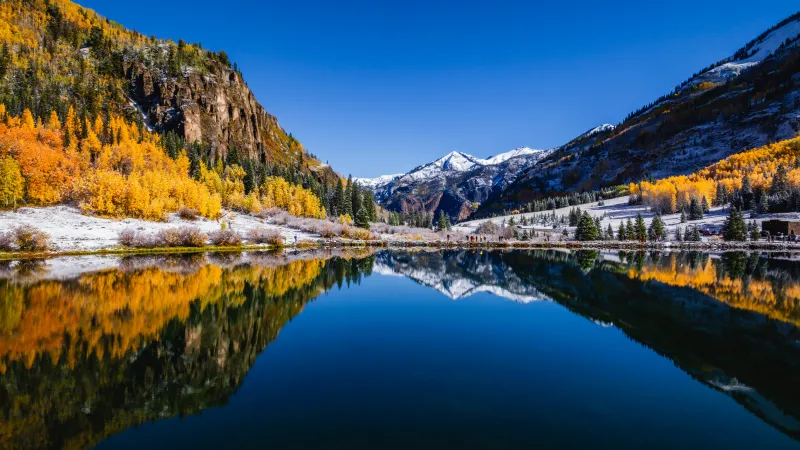 Crystal Lake wallpaper, Colorado, Autumn reflections
