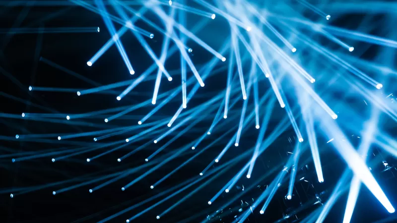 Fiber optic lights wallpaper, Blue glow, Dark background
