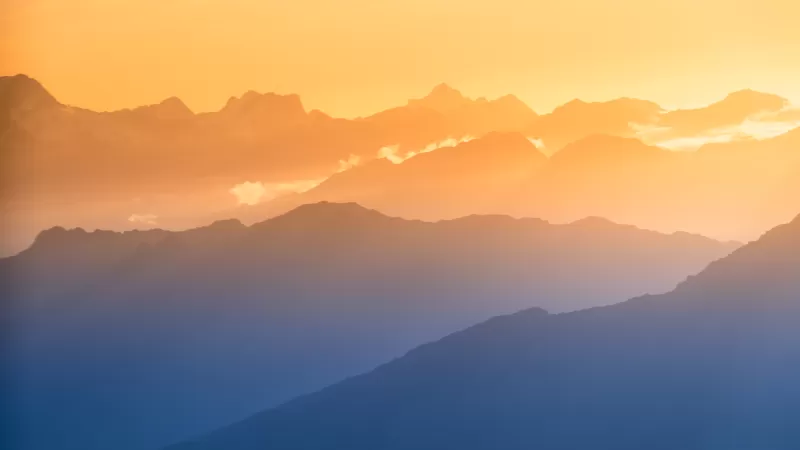 Southern Alps, New Zealand, Sunset, Clouds, Mountain View, 5K, 8K
