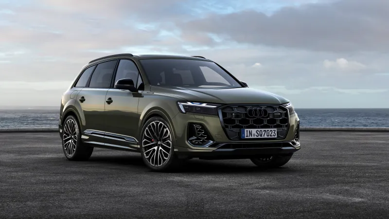 Audi SQ7 TFSI wallpaper, Green SUV, Seaside, 2024, 5K