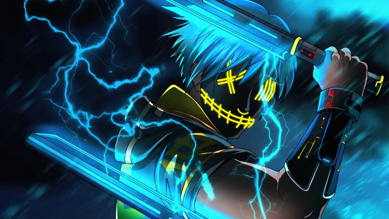 Neon Cyberpunk Ninja 4K wallpaper