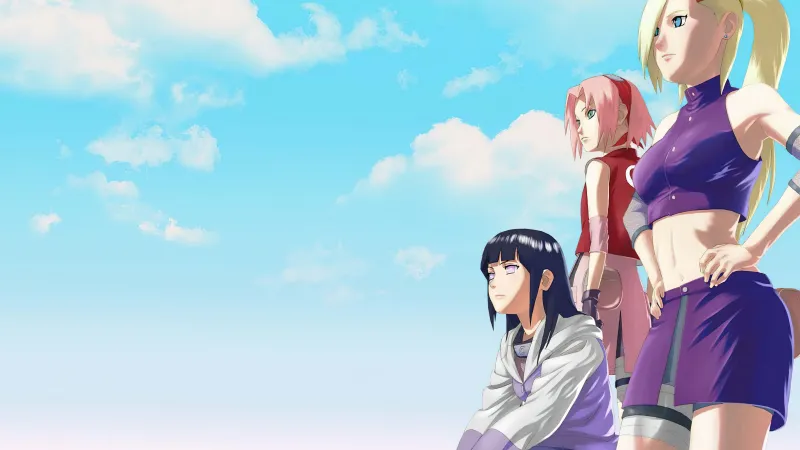 Ino Yamanaka, Hinata Hyuga, Sakura Haruno, Desktop background 4K