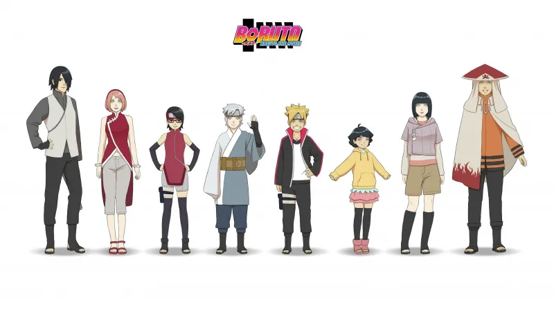 Mitsuki, Sarada Uchiha, Sakura Haruno, Sasuke Uchiha, Himawari Uzumaki, Hinata Hyuga, Naruto Uzumaki, Boruto Uzumaki, Boruto: Naruto the Movie