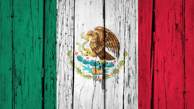 Mexican Flag, Wooden background