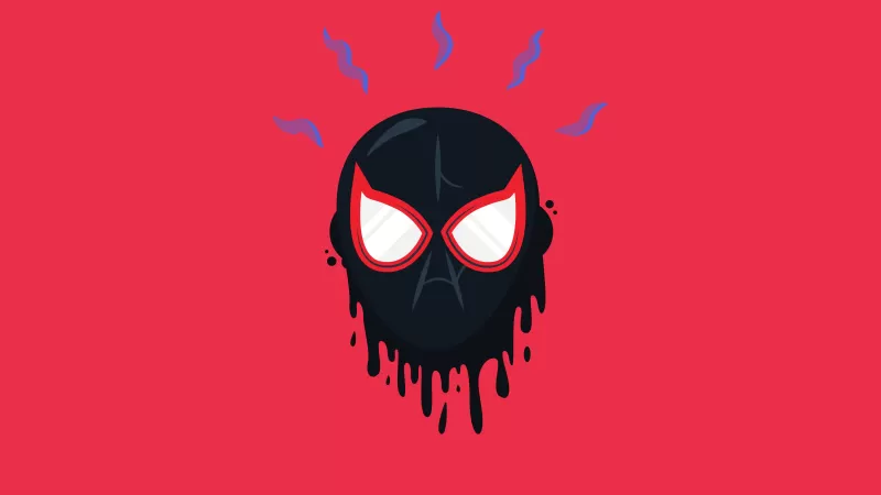 Miles Morales, Spider-Verse, Magenta background, Red background