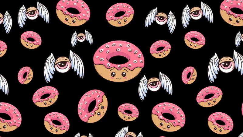 Kawaii Donuts Weirdcore, Phone wallpaper 4K