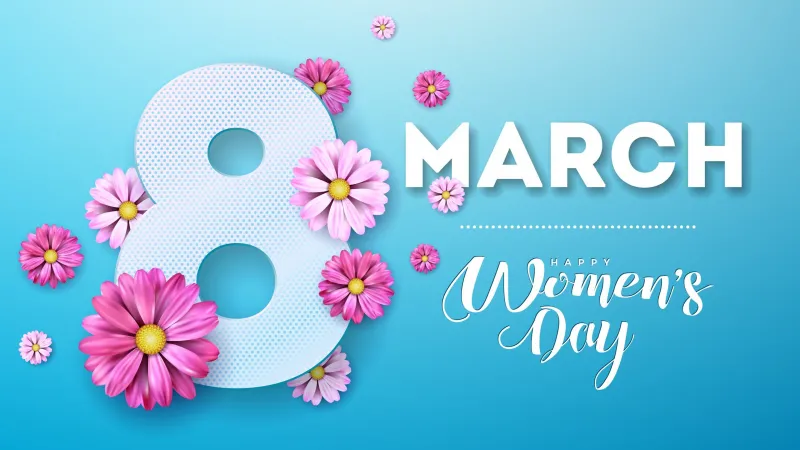 Women's Day, Blue, 8th March, Flowers