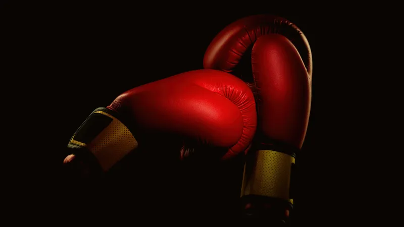 Boxing Gloves, Black background, Red aesthetic, 5K wallpaper