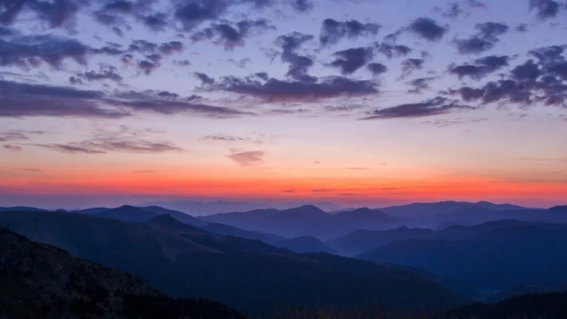 Silhouette Mountains Sunset, Horizon, Dusk, Slovakia