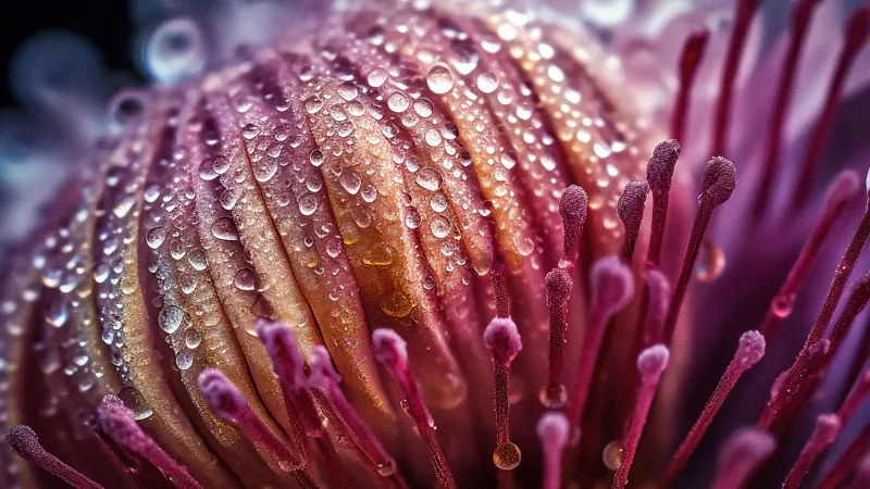 flower water droplets, macro photography, petal, stamen, pistil, nature freshness, beauty wallpaper