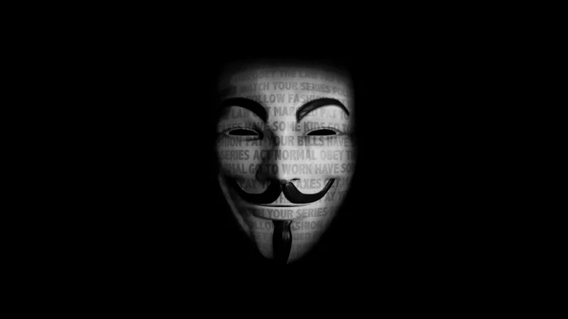 Anonymous Hacker, 5K wallpaper, Black background