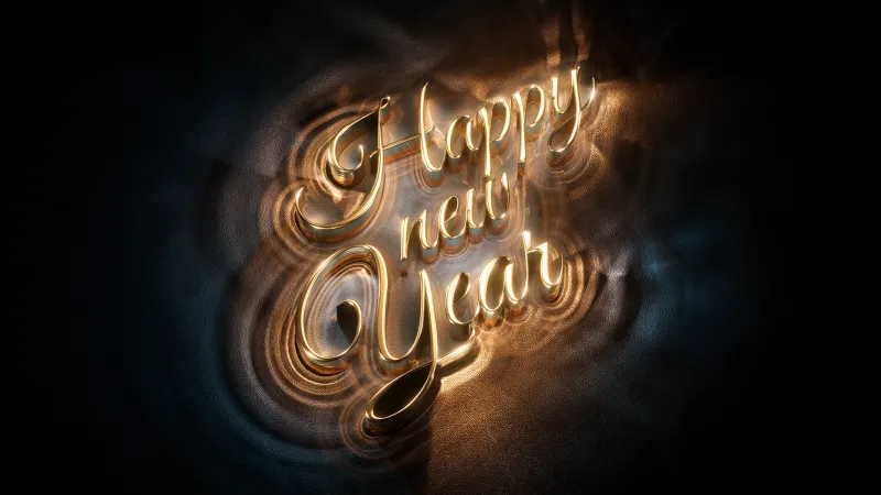 Happy New Year, 3D wallpaper, Dark background, Typography, 3D text, 5K
