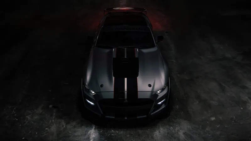 Ford Mustang Shelby GT500, 4K wallpaper, Dark aesthetic, American muscle car