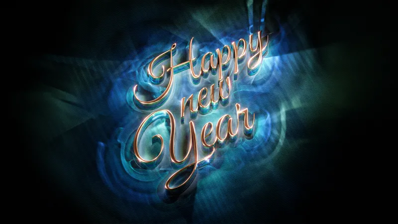 Happy New Year, Typography wallpaper, 3D text, 3D typography, Dark background