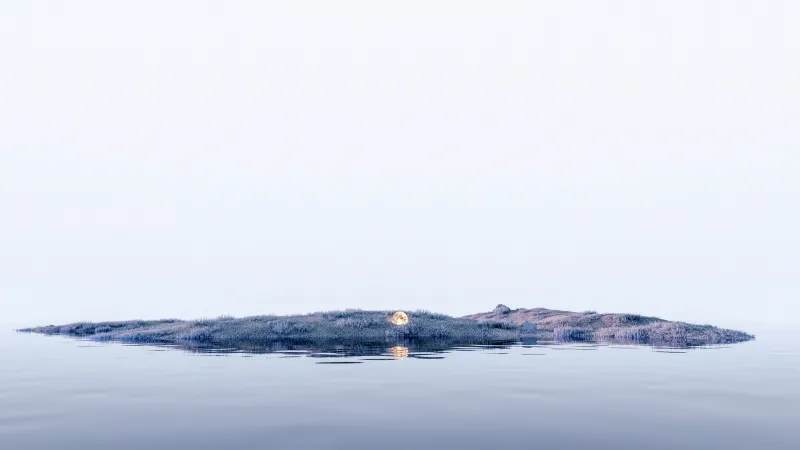 Island 4K wallpaper, Moon, Body of Water, Digital composition, Aesthetic