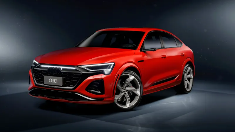 Audi SQ8 Sportback e-tron, Red electric SUV, Dark studio, 2024 wallpaper