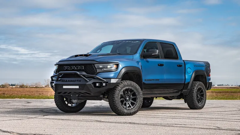 Hennessey Mammoth 1000, Ram 1500 TRX, Blue pickup truck, 2024 wallpaper