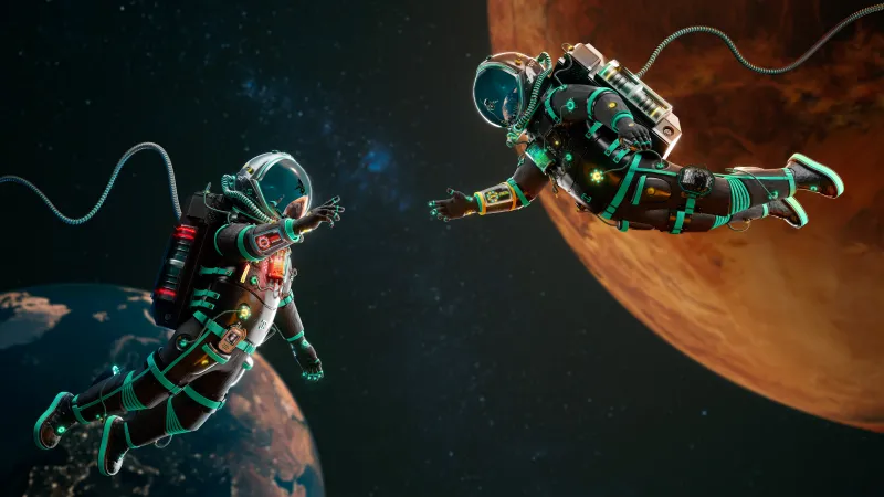 Astronauts reaching out, Earth and Mars, Space, 8K wallpaper