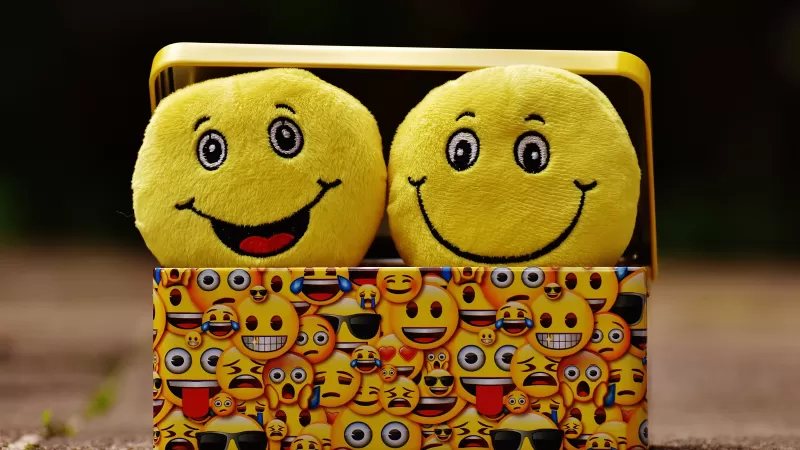 Emoji, Smileys, Yellow box, Cheerful, Smiling, Emoticons, Happiness, Cute expressions, Yellow, 5K