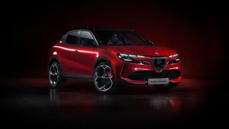 Alfa Romeo Milano Elettrica, 2024, Electric cars, Red cars, Dark background, 5K, 8K wallpaper