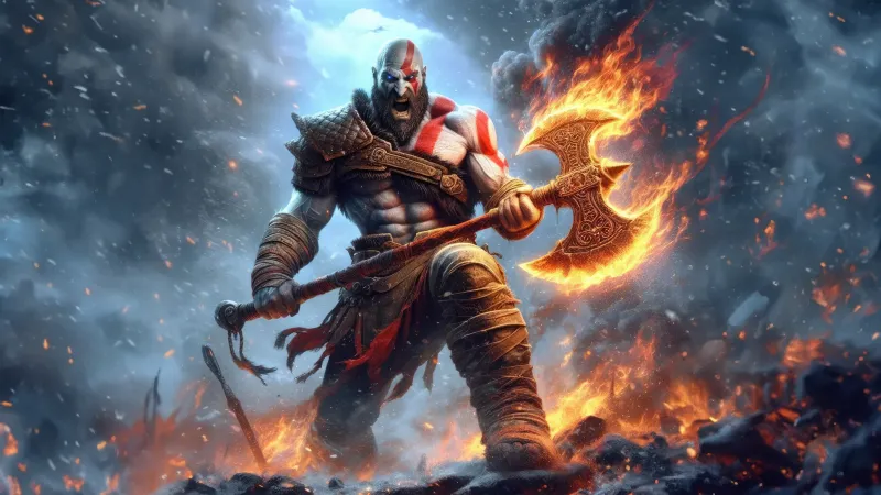 Kratos 4K wallpaper, God of War