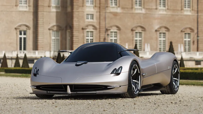 Pagani Alisea wallpaper, Silver hypercar, Italian palace, 2024, 5K