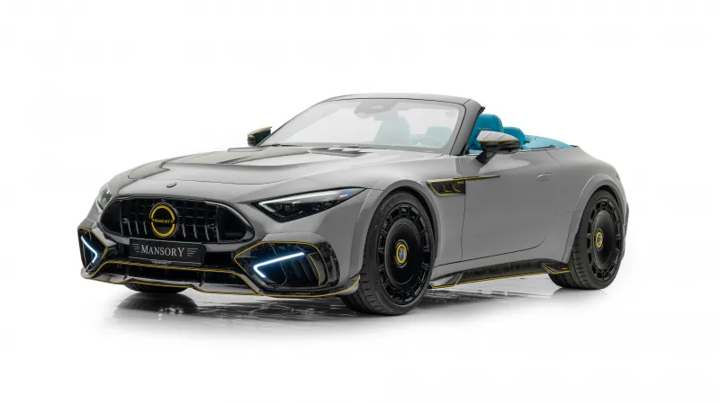 Mansory Mercedes-AMG SL 63, Grey roadster, Gold accents, 2024, 8K wallpaper