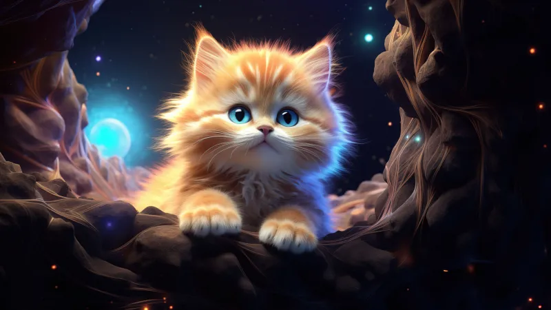 Adorable kitten, Desktop wallpaper 4K