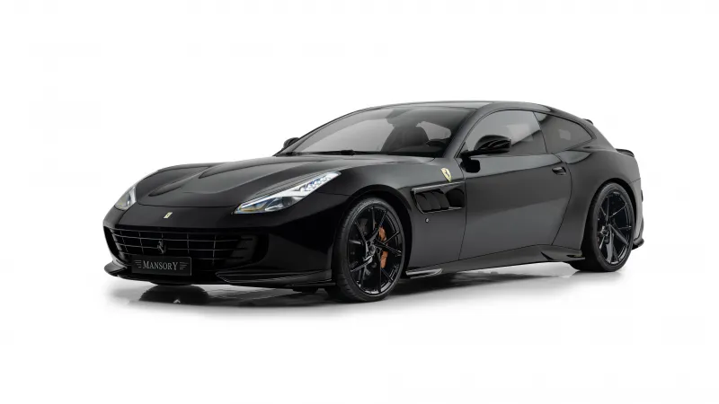 Mansory Ferrari GTC4Lusso, Black shooting brake, White background, 2024, 8K wallpaper