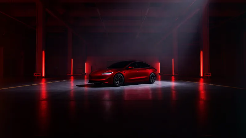 Tesla Model 3 wallpaper, Performance car, Red aesthetic, Red cars