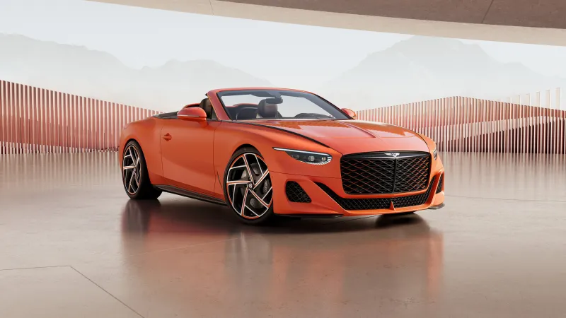 Bentley Mulliner Batur, Convertible, 2024, 5K wallpaper, Orange aesthetic