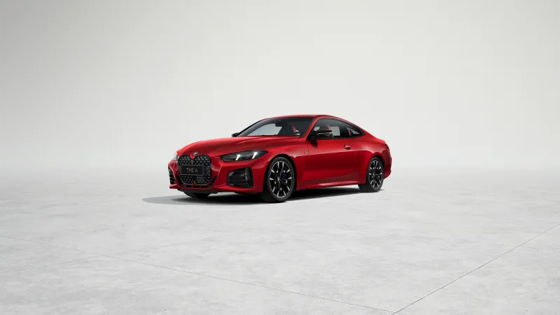 BMW 430i Coupé M Sport wallpaper, Red coupe, White studio, 2024, 5K