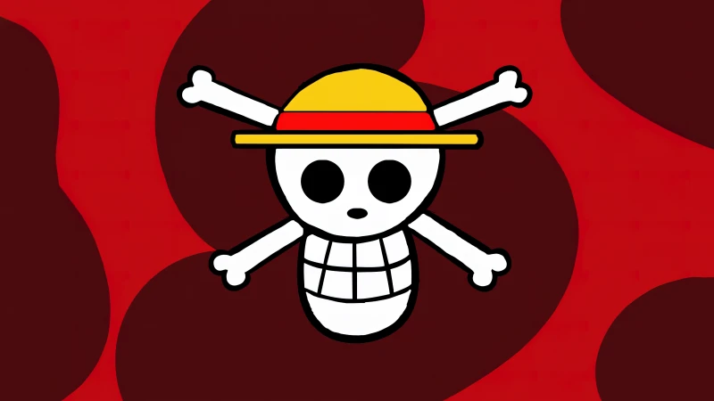 Straw Hat Pirates Logo, One Piece, Monkey D. Luffy, Red background