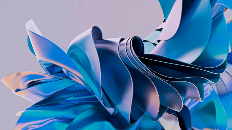 Blue 3D ribbons wallpaper, Silk folds, Abstract