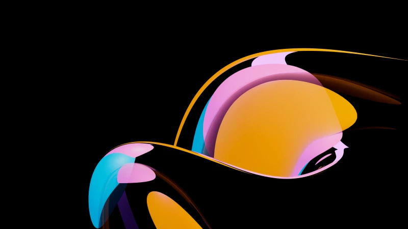 Glossy abstract curves wallpaper, Pink and orange, AMOLED