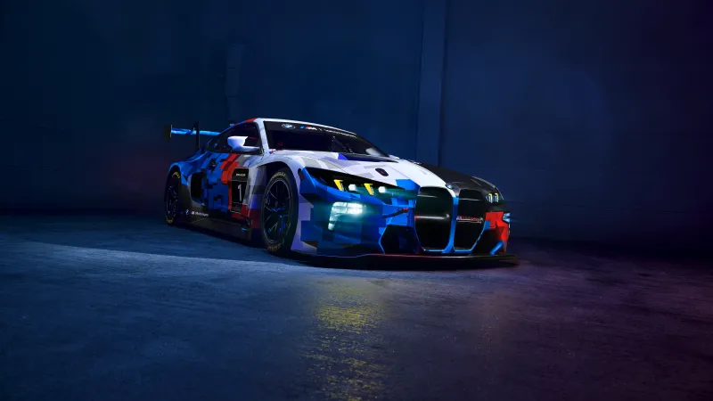 BMW M4 GT3 EVO wallpaper, M Motorsport livery, Race car, Dark blue