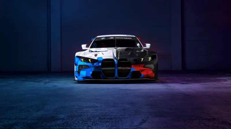 BMW M4 GT3 EVO, M Motorsport, Race car, Blue garage, 2024 wallpaper