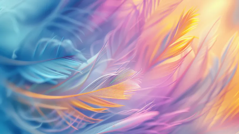 Colorful, Feathers, Aesthetic, 5K wallpaper